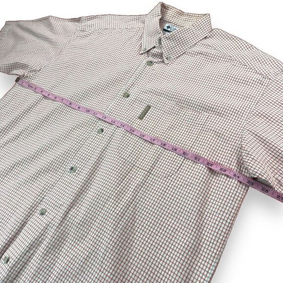 Columbia Shirt Mens Extra Large XL Orange Checked Short Sleeve Button Down - Picture 8 of 9
